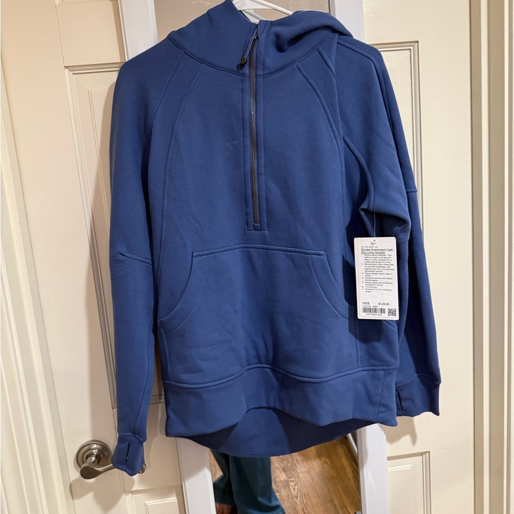 lululemon athletica Blue Half-Zip Hoodie Sweatshirt